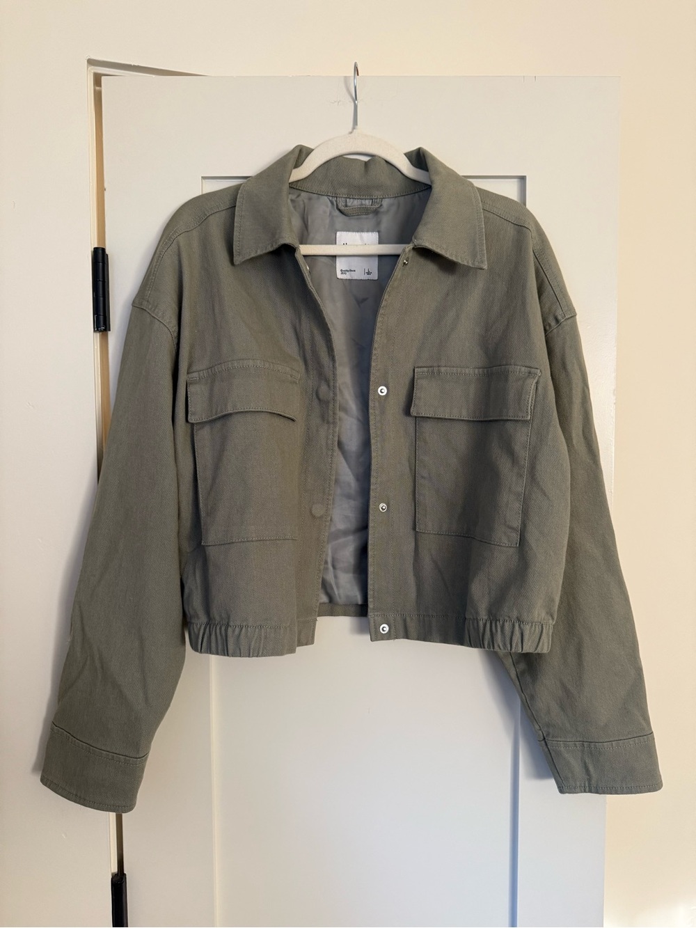 Abercrombie & Fitch Olive Green Cropped Utility Jacket